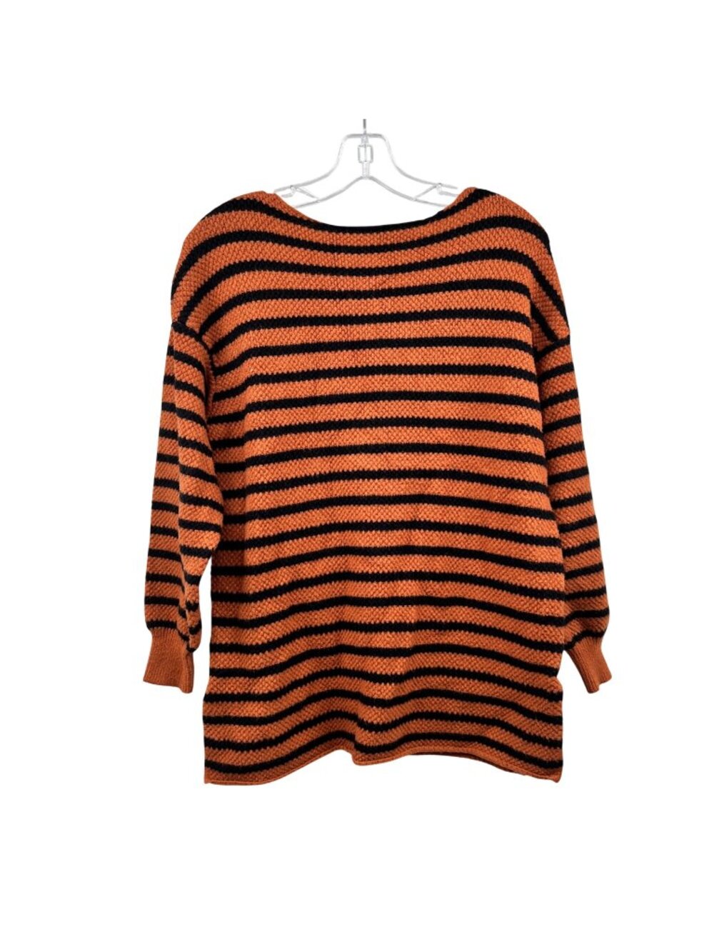 Kirundo Striped Knit Sweater Burnt Orange/Black Boat Neck Size Medium